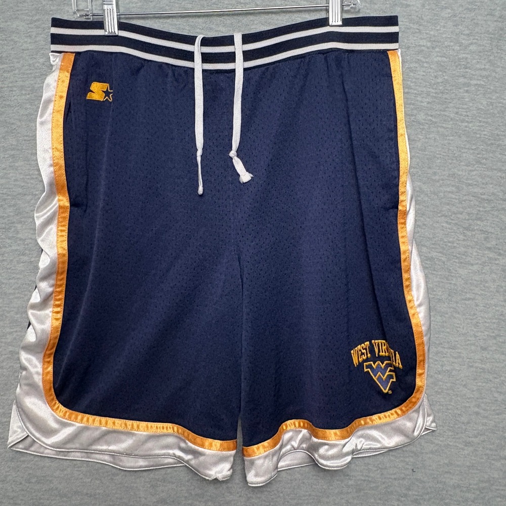 Vintage Starter West Virginia WVU Shiny Basketball Shorts Y2K Mesh Lined M